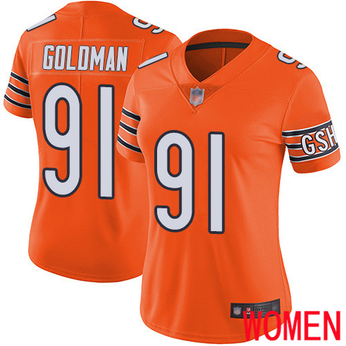 Chicago Bears Limited Orange Women Eddie Goldman Alternate Jersey NFL Football #91 Vapor Untouchable->women nfl jersey->Women Jersey